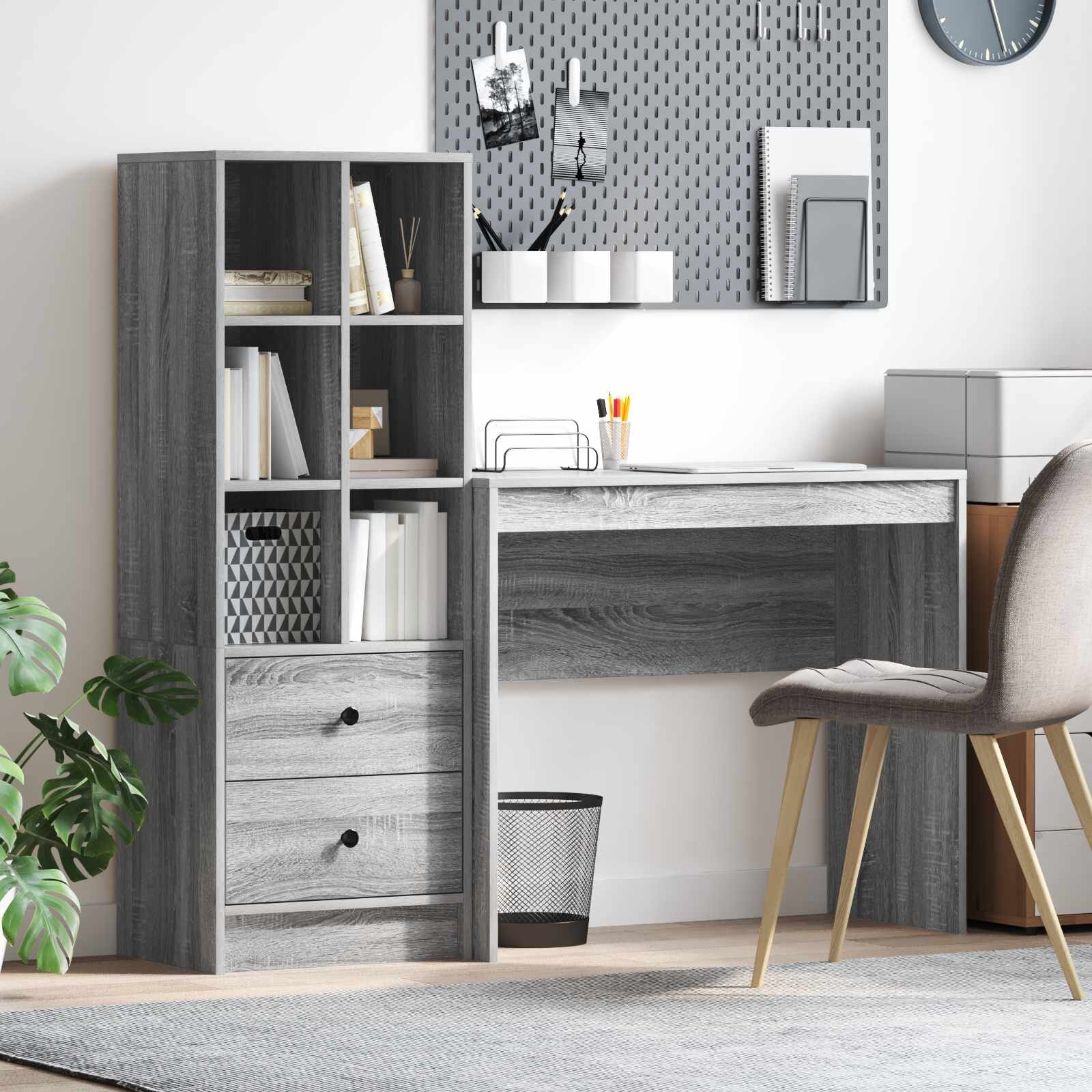 vidaXL Бюро Сив Сонома 1355 x 40 x 127 см 2 бр.