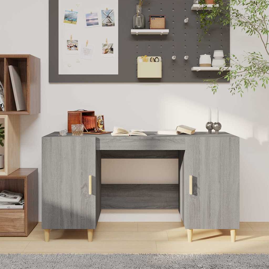 vidaXL Бюро сив сонома 140x50x75 см инженерно дърво