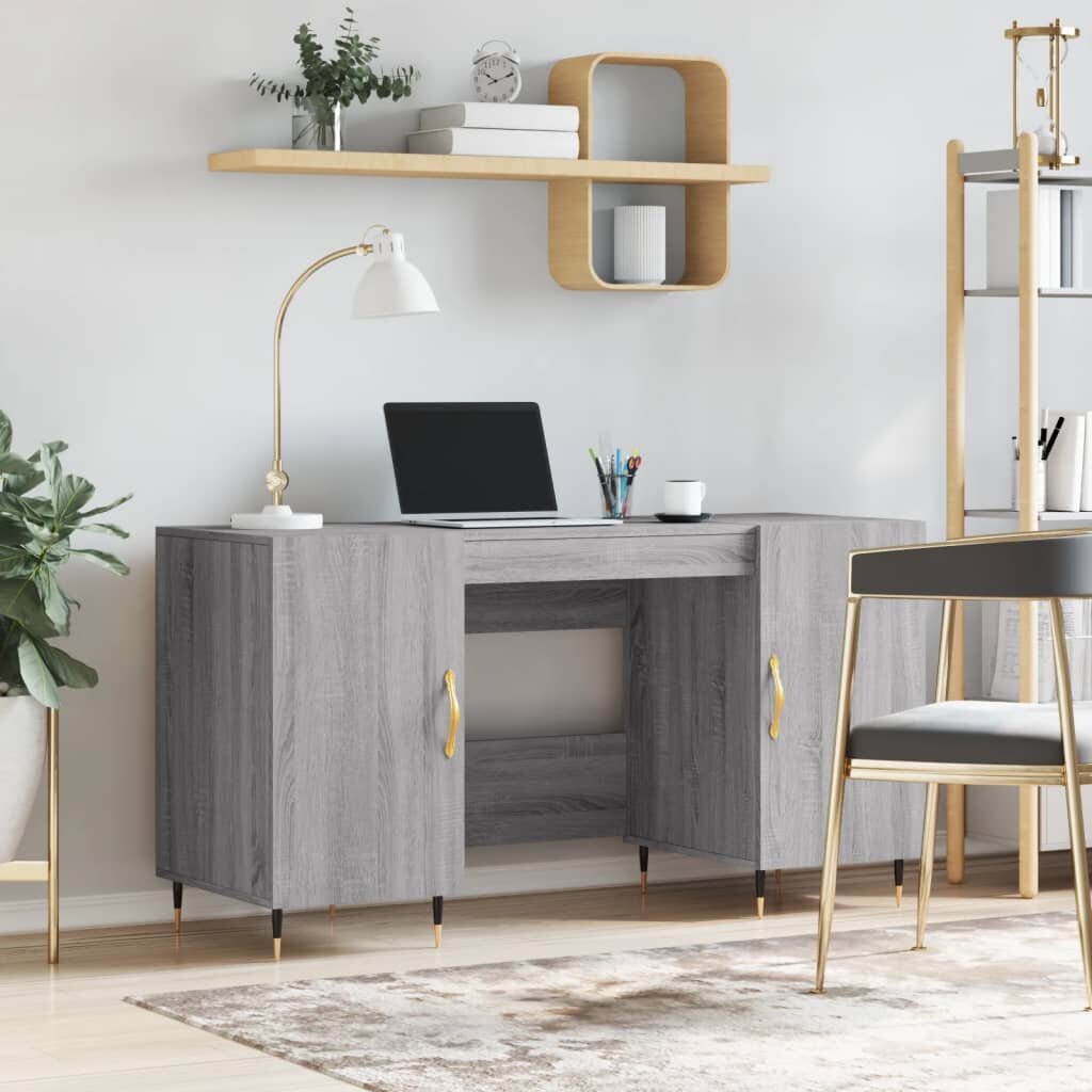 vidaXL Бюро сив сонома 140x50x75 см инженерно дърво