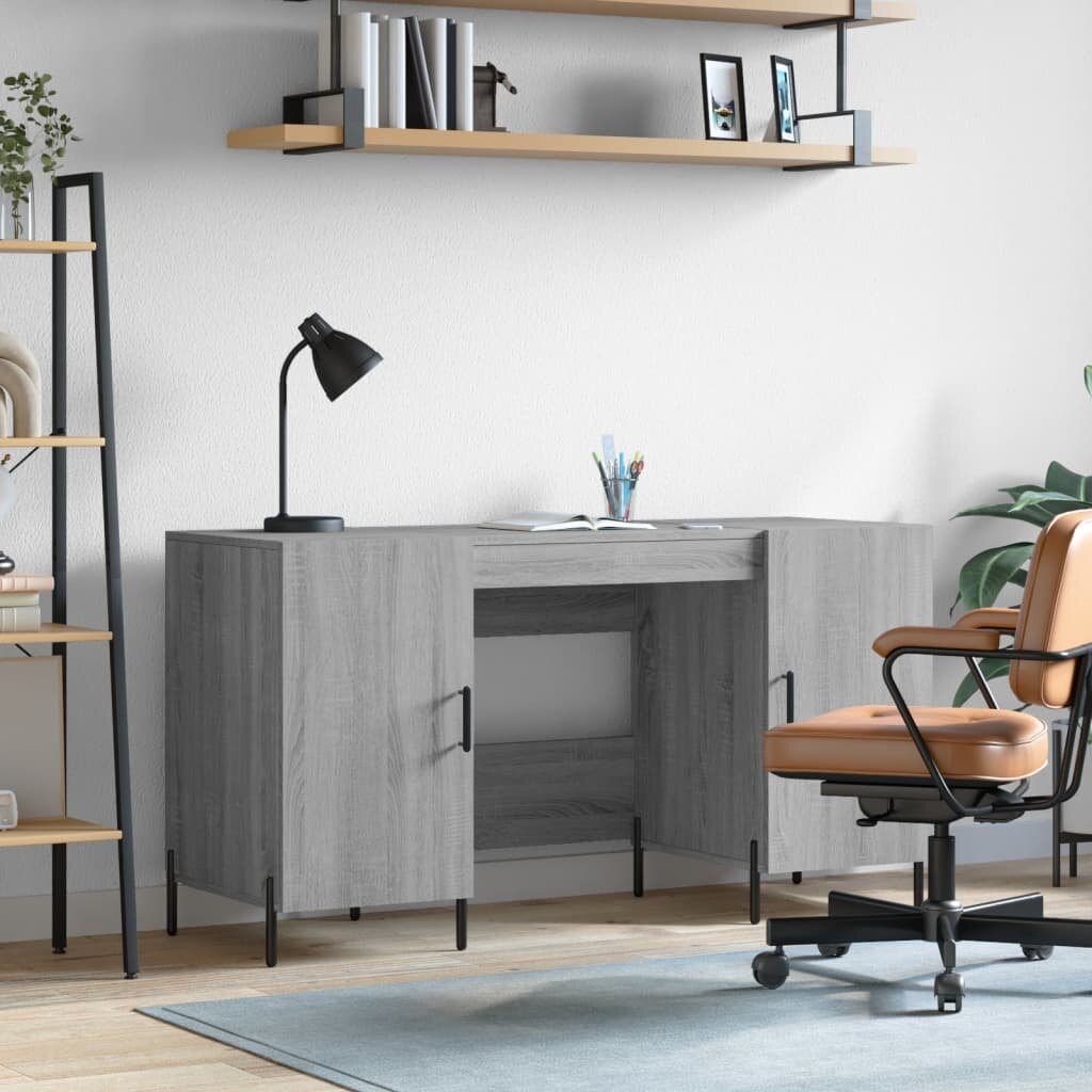 vidaXL Бюро сив сонома 140x50x75 см инженерно дърво