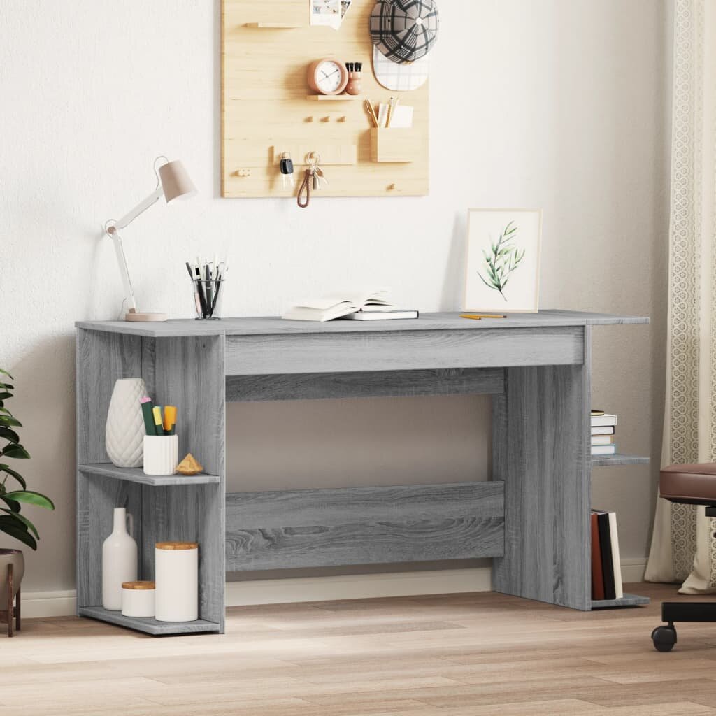 vidaXL Бюро сив сонома 140x50x75 см инженерно дърво