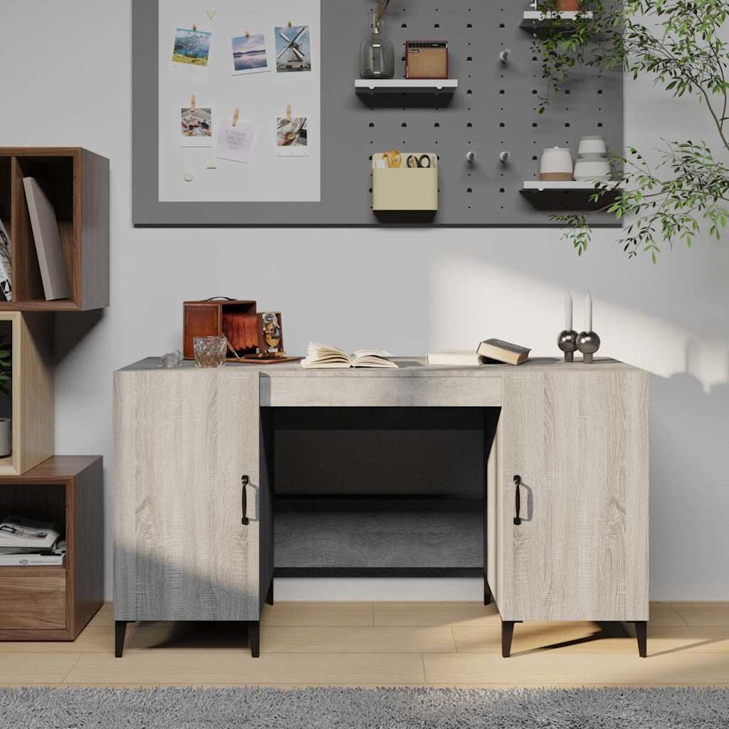 vidaXL Бюро сив сонома 140x50x75 см инженерно дърво