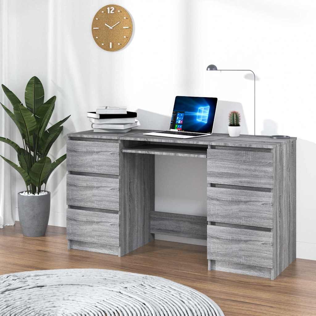 vidaXL Бюро сив сонома 140x50x77 см инженерно дърво