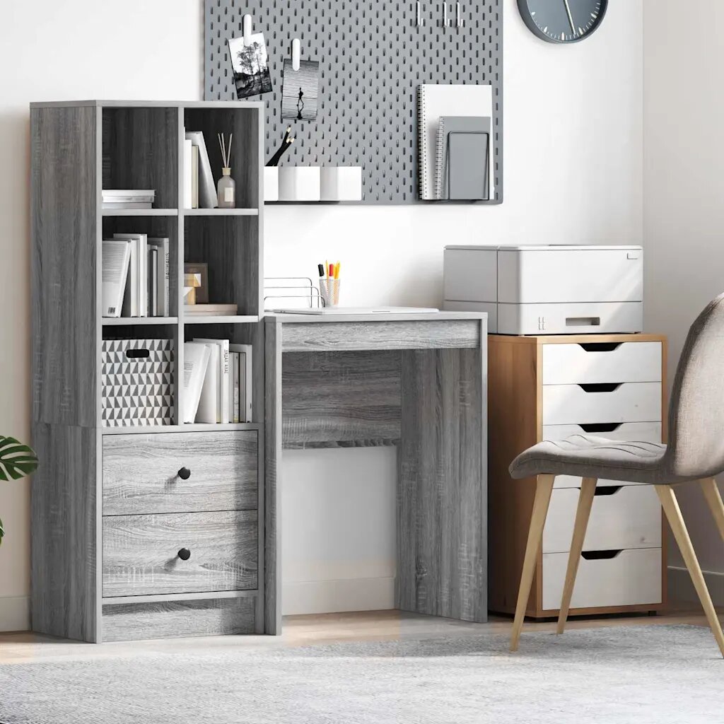 vidaXL Бюро Сив Сонома 60 x 40 x 76 см