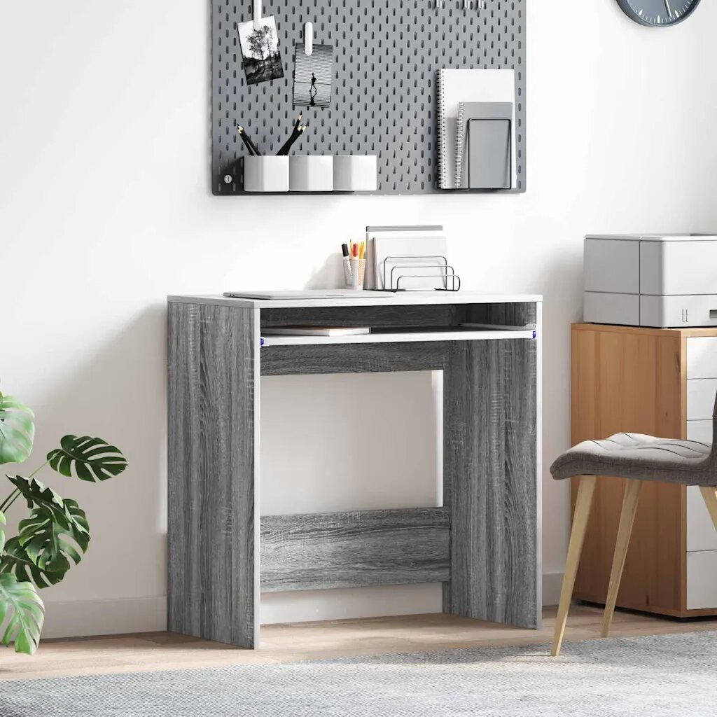 vidaXL Бюро Сив Сонома Инженерна дървесина 77.5 x 43 x 79 см