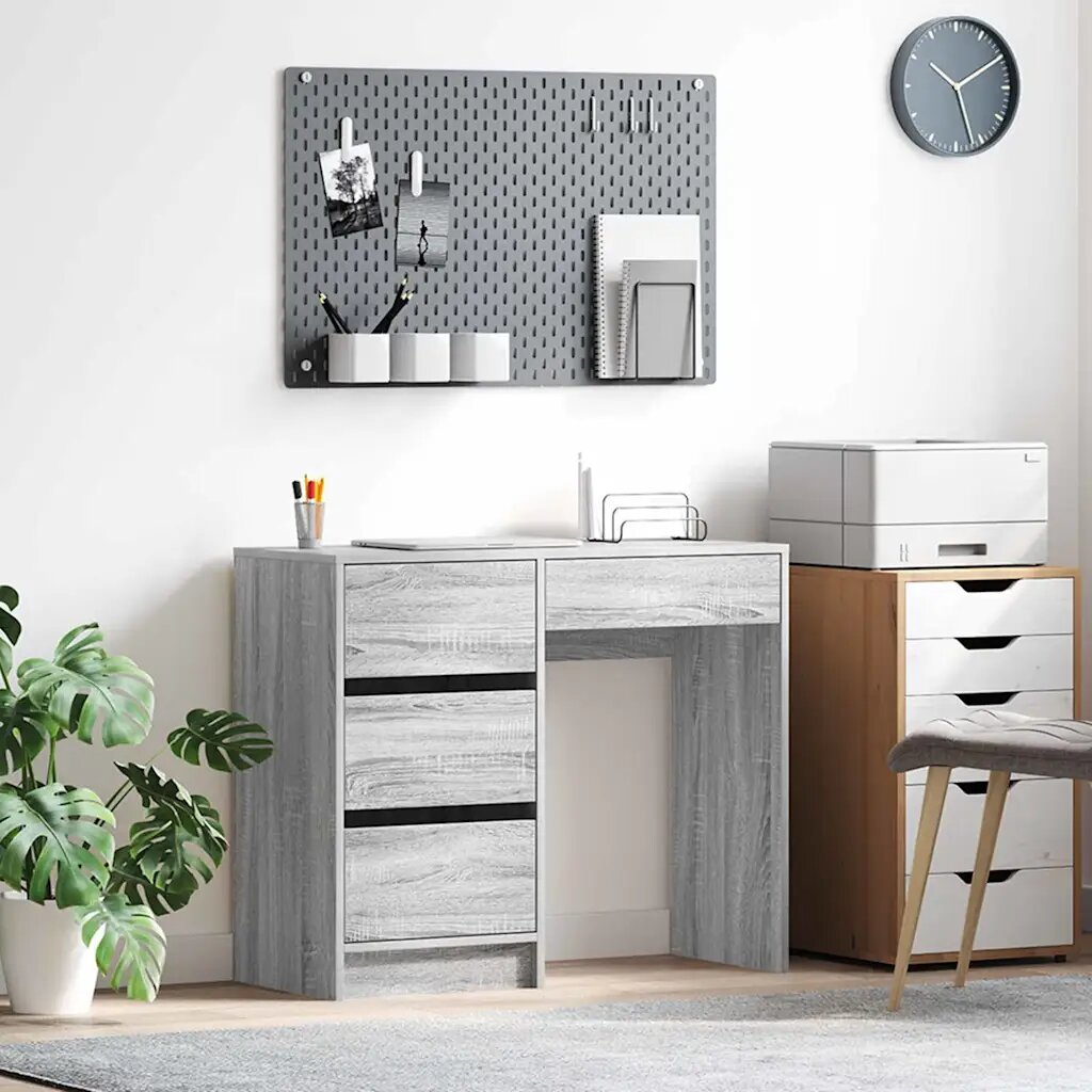 vidaXL Бюро Сив Сонома Инженерна дървесина 90 x 37.5 x 75 см