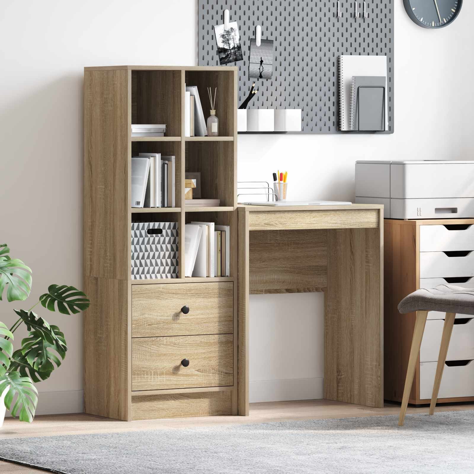 vidaXL Бюро Сонома дъб 1055 x 34 x 127 см 2 бр.