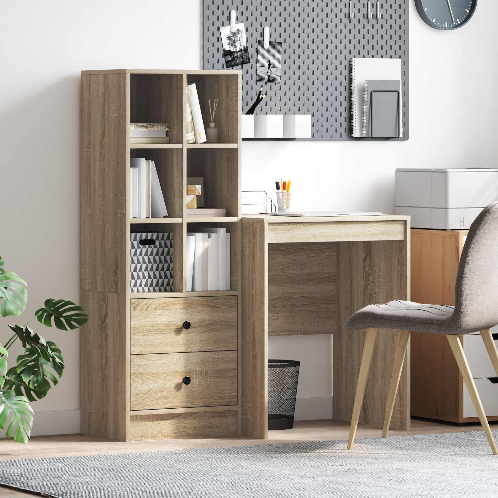 vidaXL Бюро Сонома дъб 1055 x 50 x 127 см 2 бр.