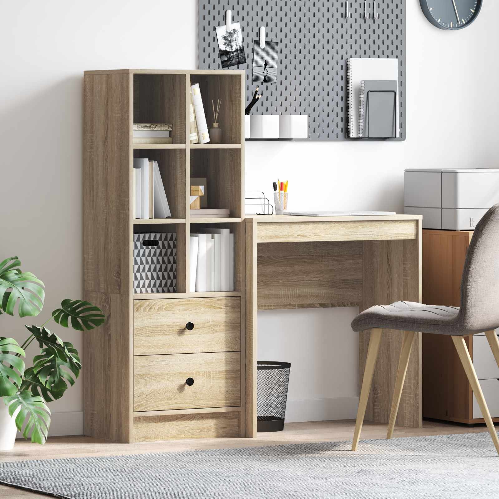 vidaXL Бюро Сонома дъб 1155 x 40 x 127 см 2 бр.
