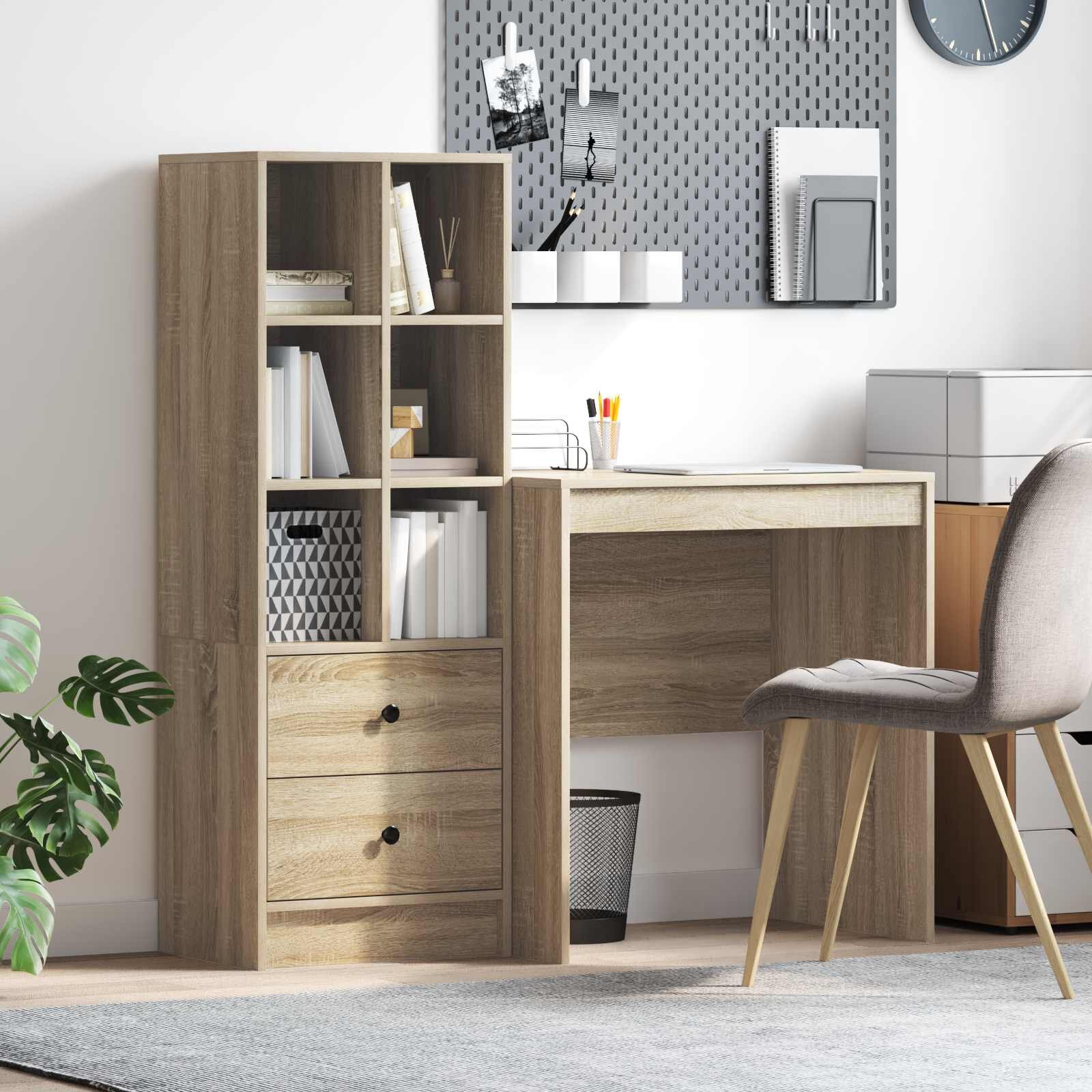 vidaXL Бюро Сонома дъб 1155 x 50 x 127 см 2 бр.
