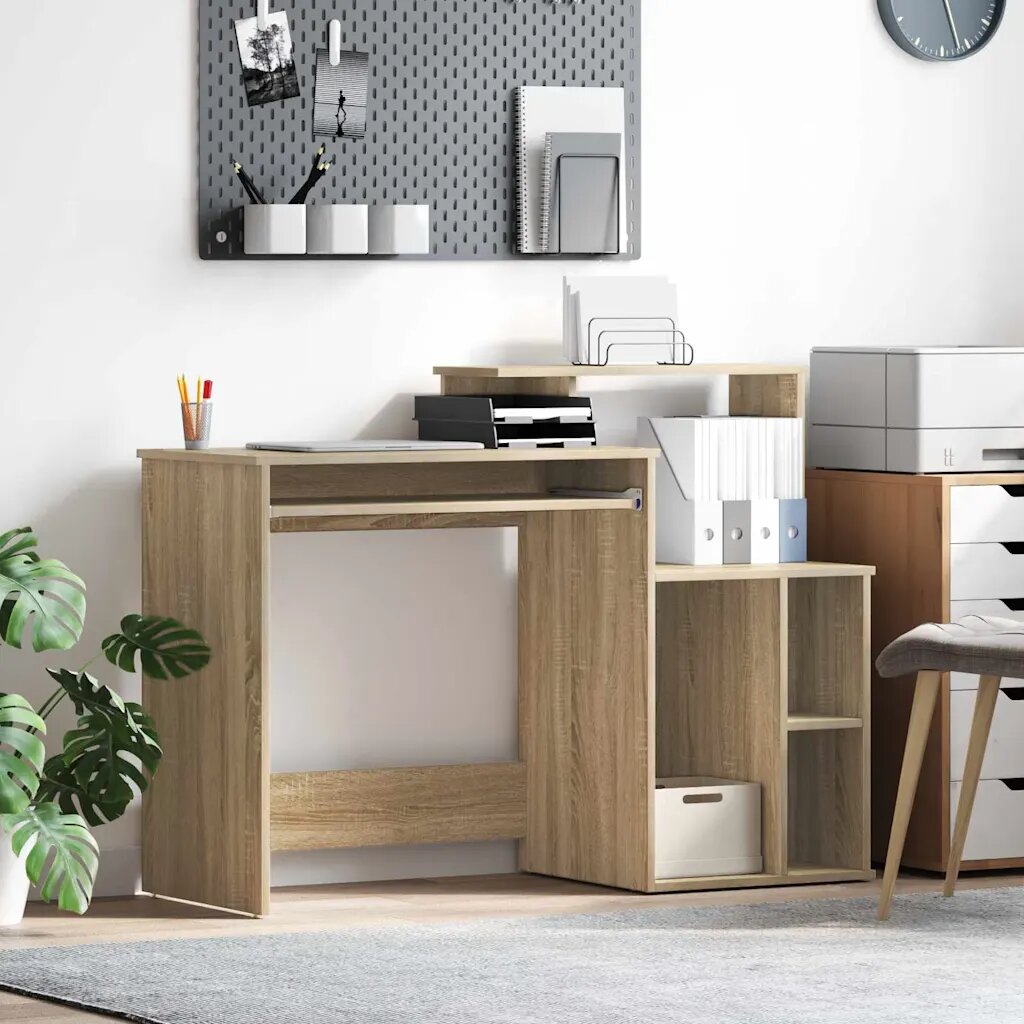 vidaXL Бюро Сонома дъб 1205 x 44 x 885 см Инженерна дървесина