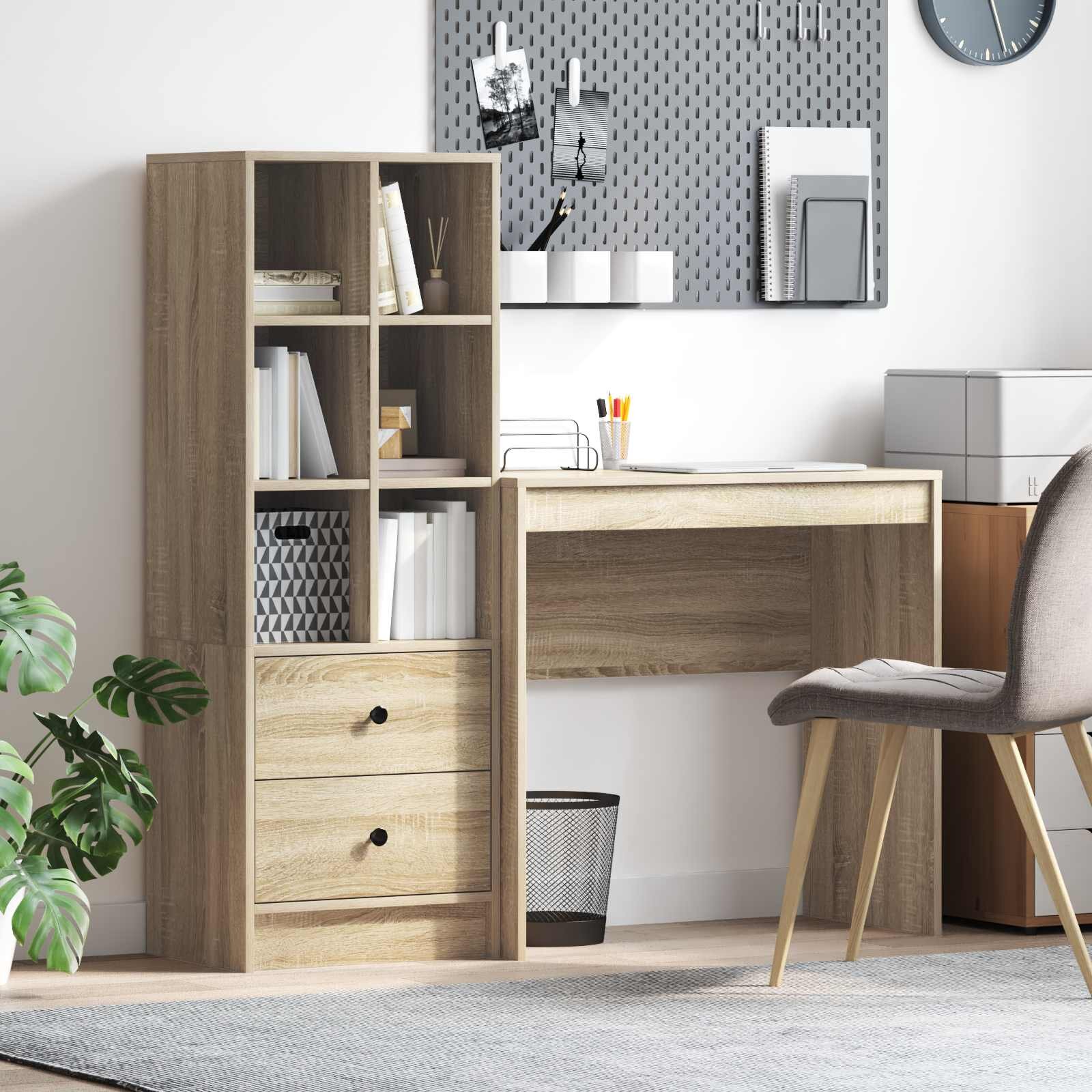 vidaXL Бюро Сонома дъб 1255 x 40 x 127 см 2 бр.