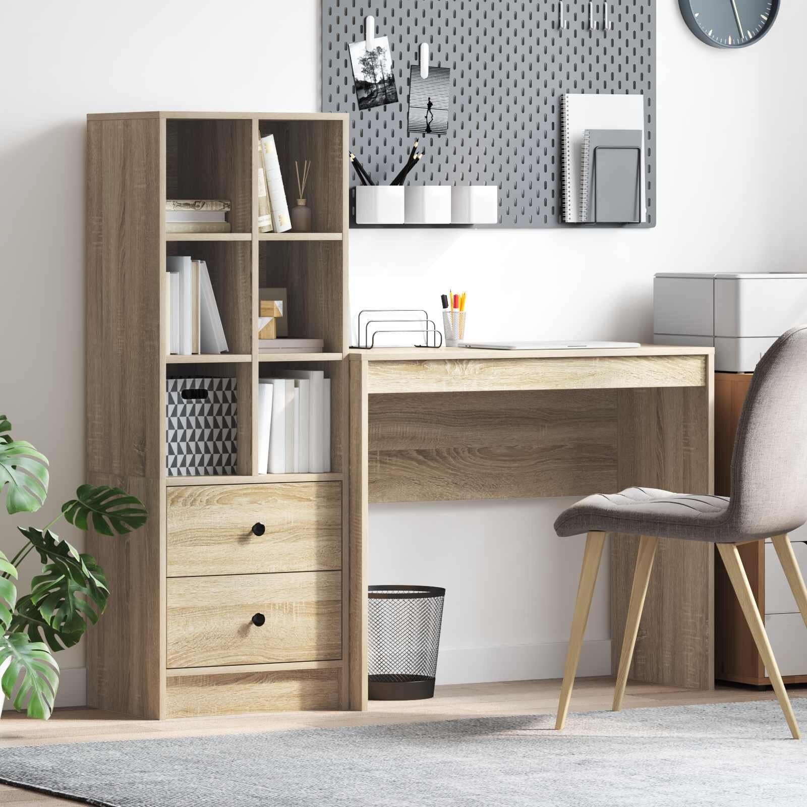 vidaXL Бюро Сонома дъб 1355 x 40 x 127 см 2 бр.