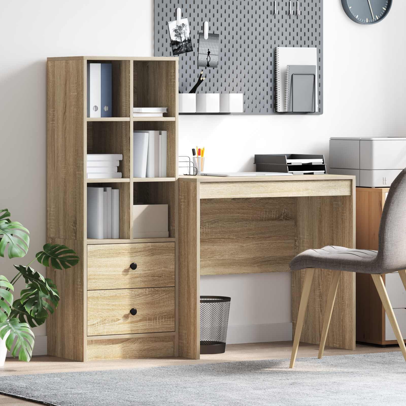 vidaXL Бюро Сонома дъб 1355 x 50 x 127 см 2 бр.