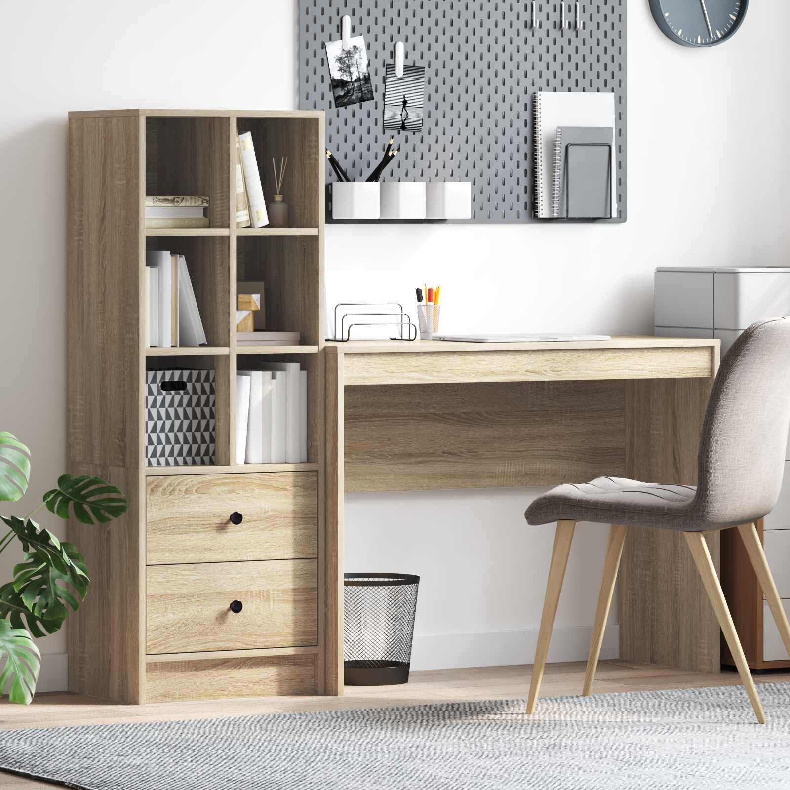 vidaXL Бюро Сонома дъб 1455 x 40 x 127 см 2 бр.