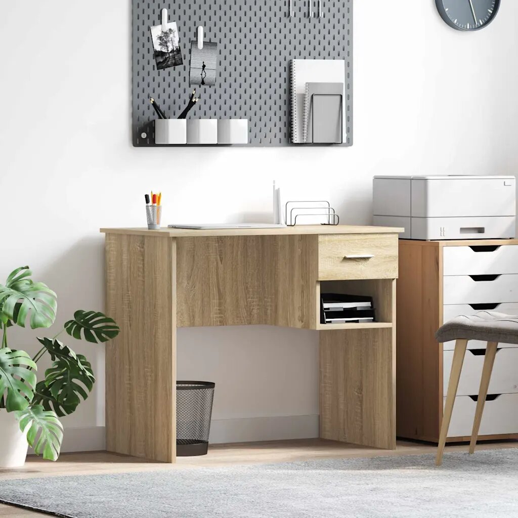 vidaXL Бюро Сонома дъб 90 x 49 x 75 см Инженерна дървесина