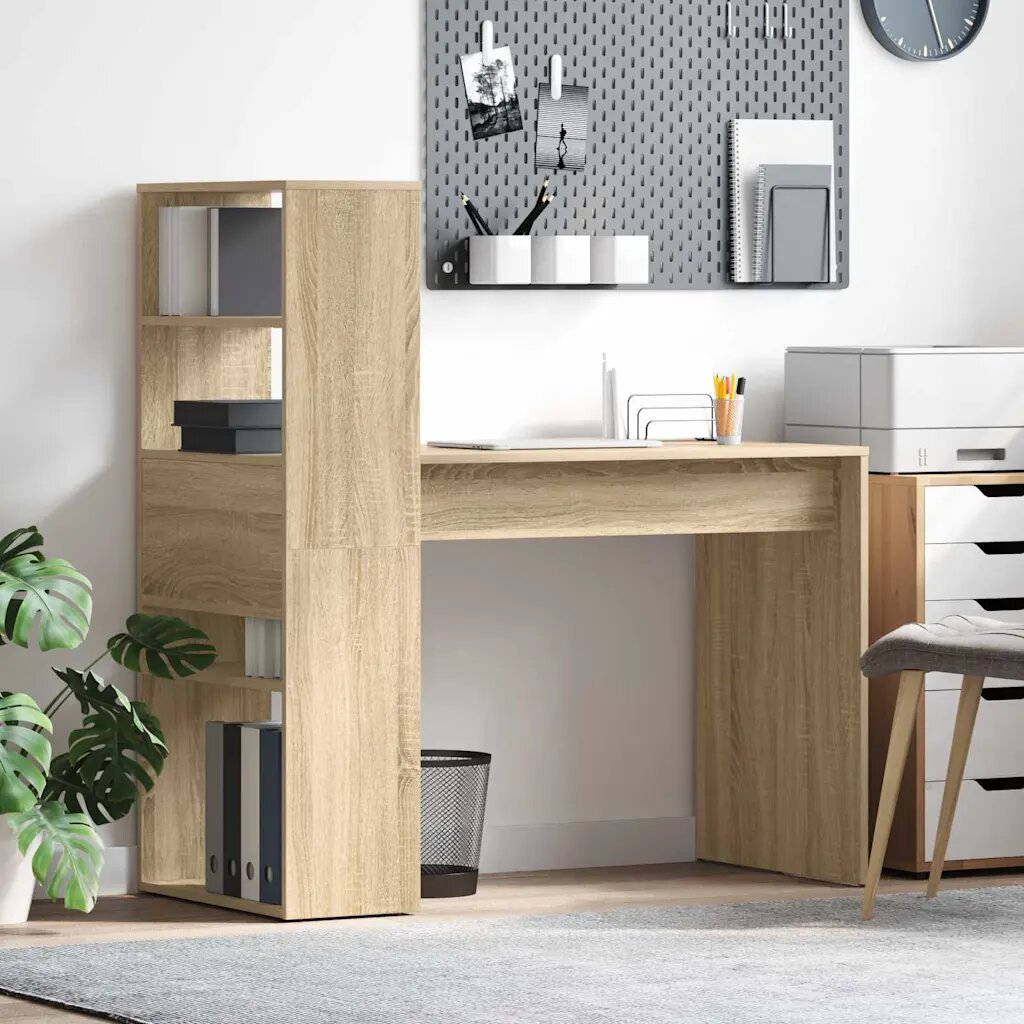 vidaXL Бюро Сонома дъб Инженерна дървесина 113 x 54 x 120 см