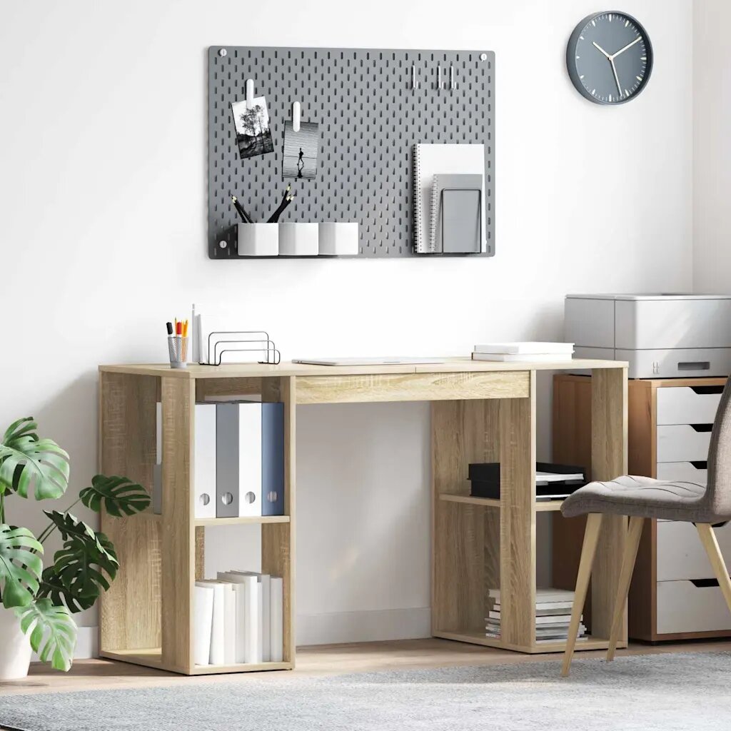 vidaXL Бюро Сонома дъб Инженерна дървесина 130 x 50.5 x 75 см