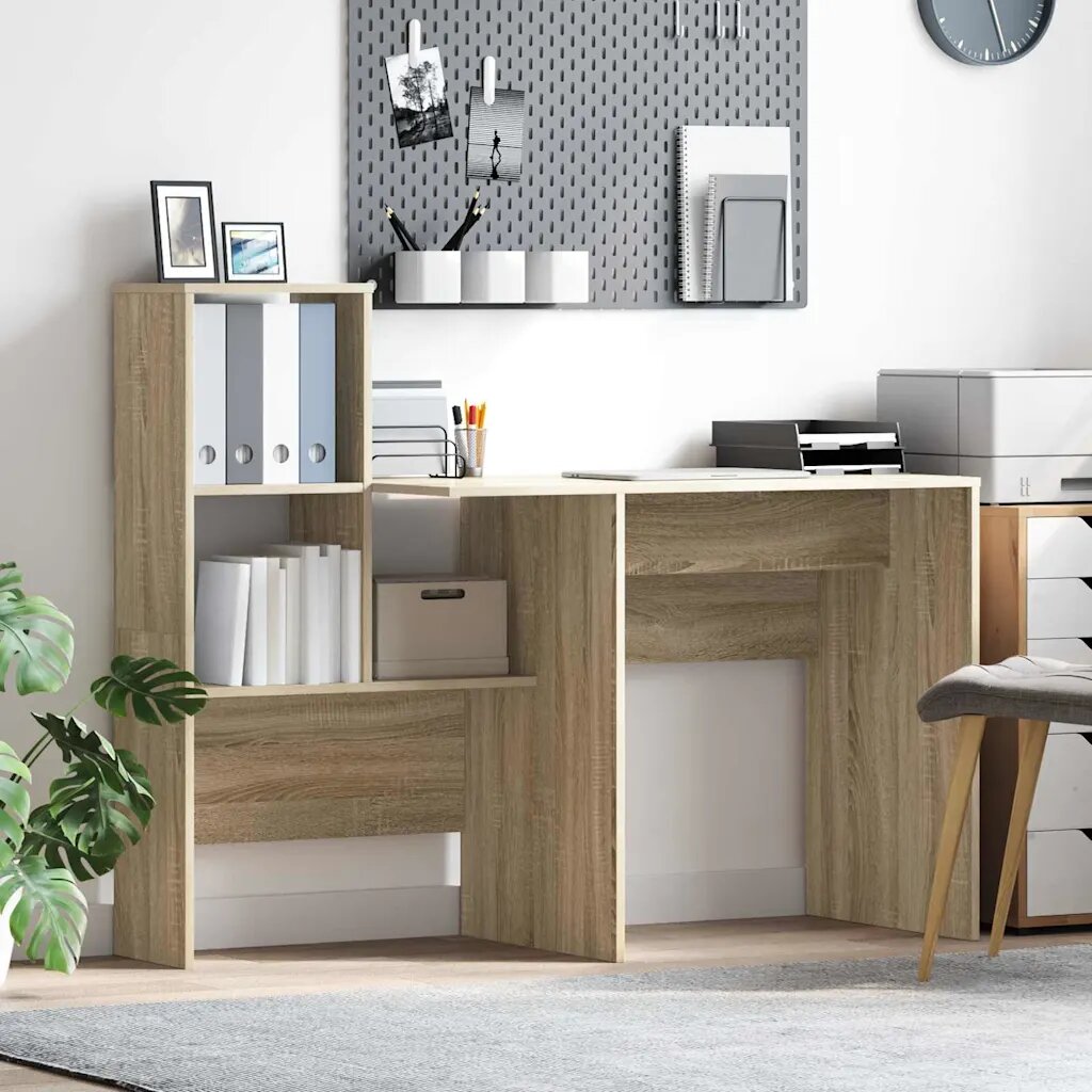 vidaXL Бюро Сонома дъб Инженерна дървесина 1315 x 50 x 1065 см