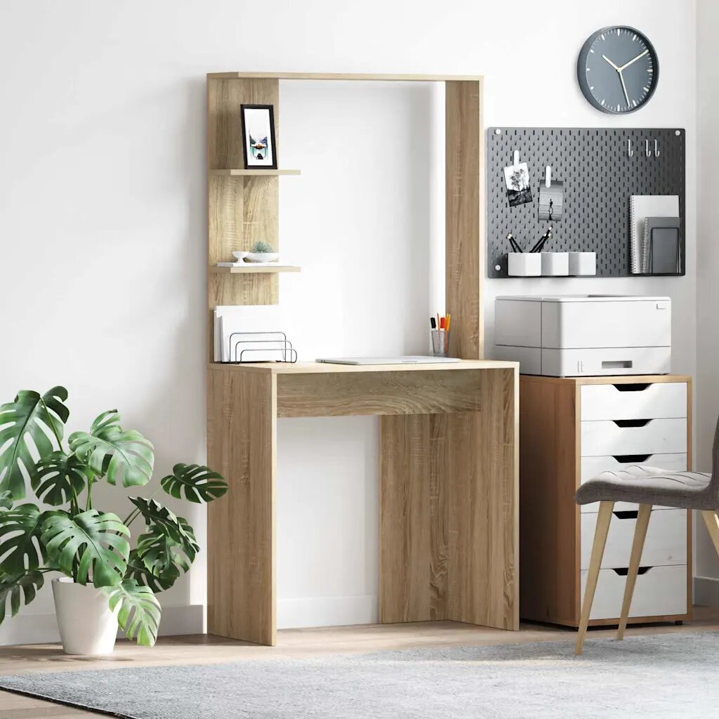 vidaXL Бюро Сонома дъб Инженерна дървесина 785 x 37 x 1545 см