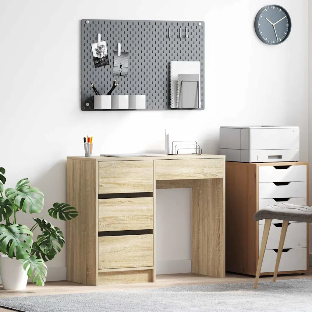 vidaXL Бюро Сонома дъб Инженерна дървесина 90 x 37.5 x 75 см