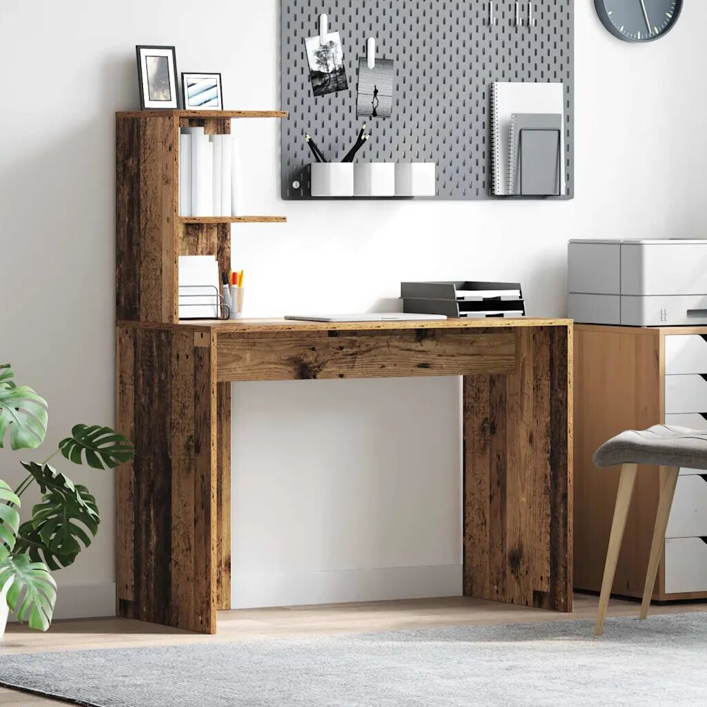 vidaXL Бюро Старо дърво 102 x 50 x 124 см Инженерна дървесина
