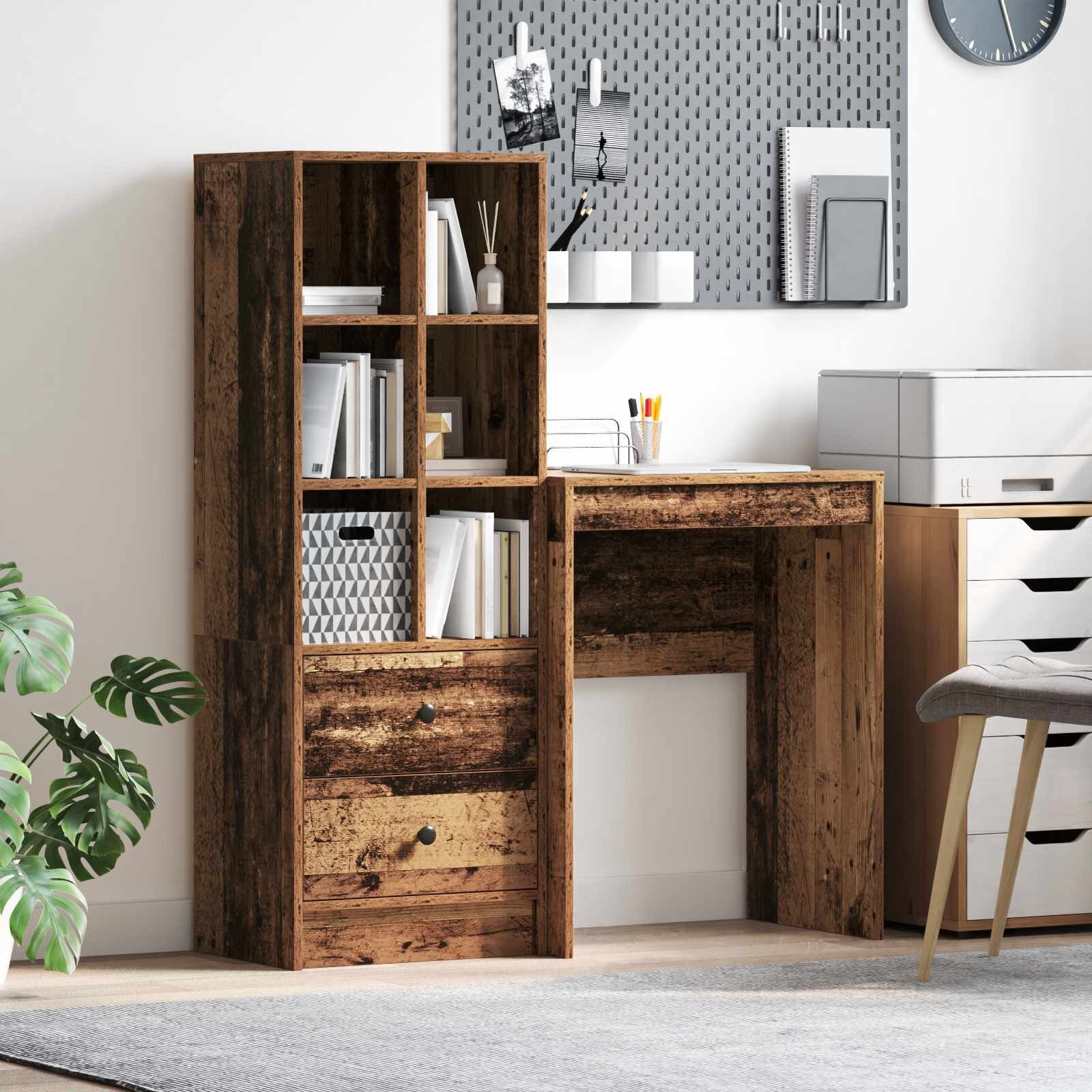 vidaXL Бюро Старо дърво 1055 x 34 x 127 см 2 бр.