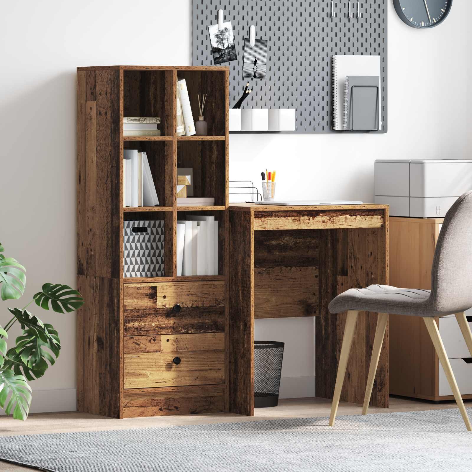 vidaXL Бюро Старо дърво 1055 x 50 x 127 см 2 бр.