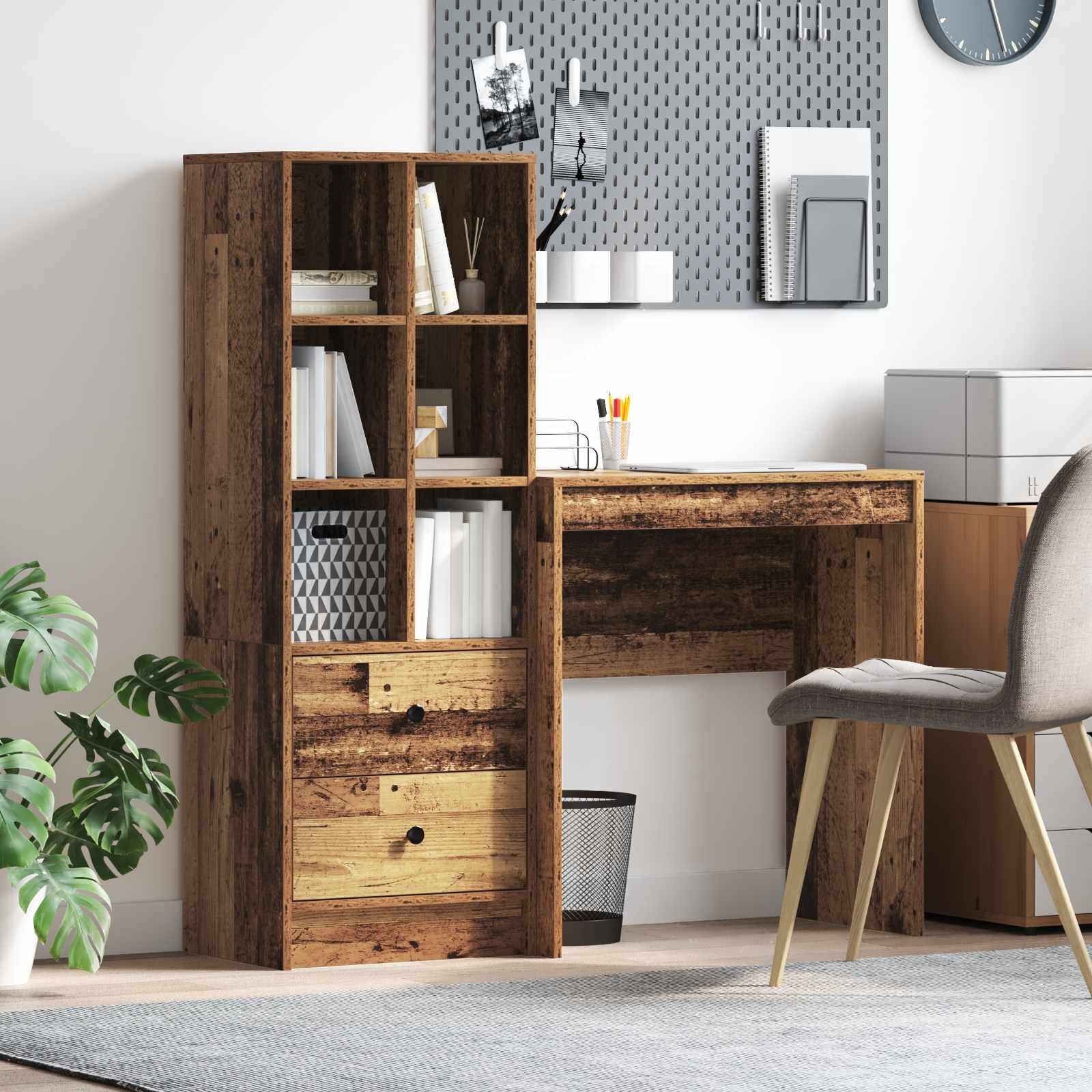 vidaXL Бюро Старо дърво 1155 x 40 x 127 см 2 бр.