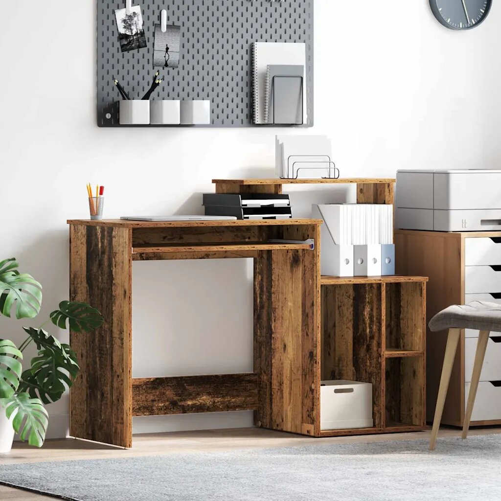 vidaXL Бюро Старо дърво 1205 x 44 x 885 см Инженерна дървесина