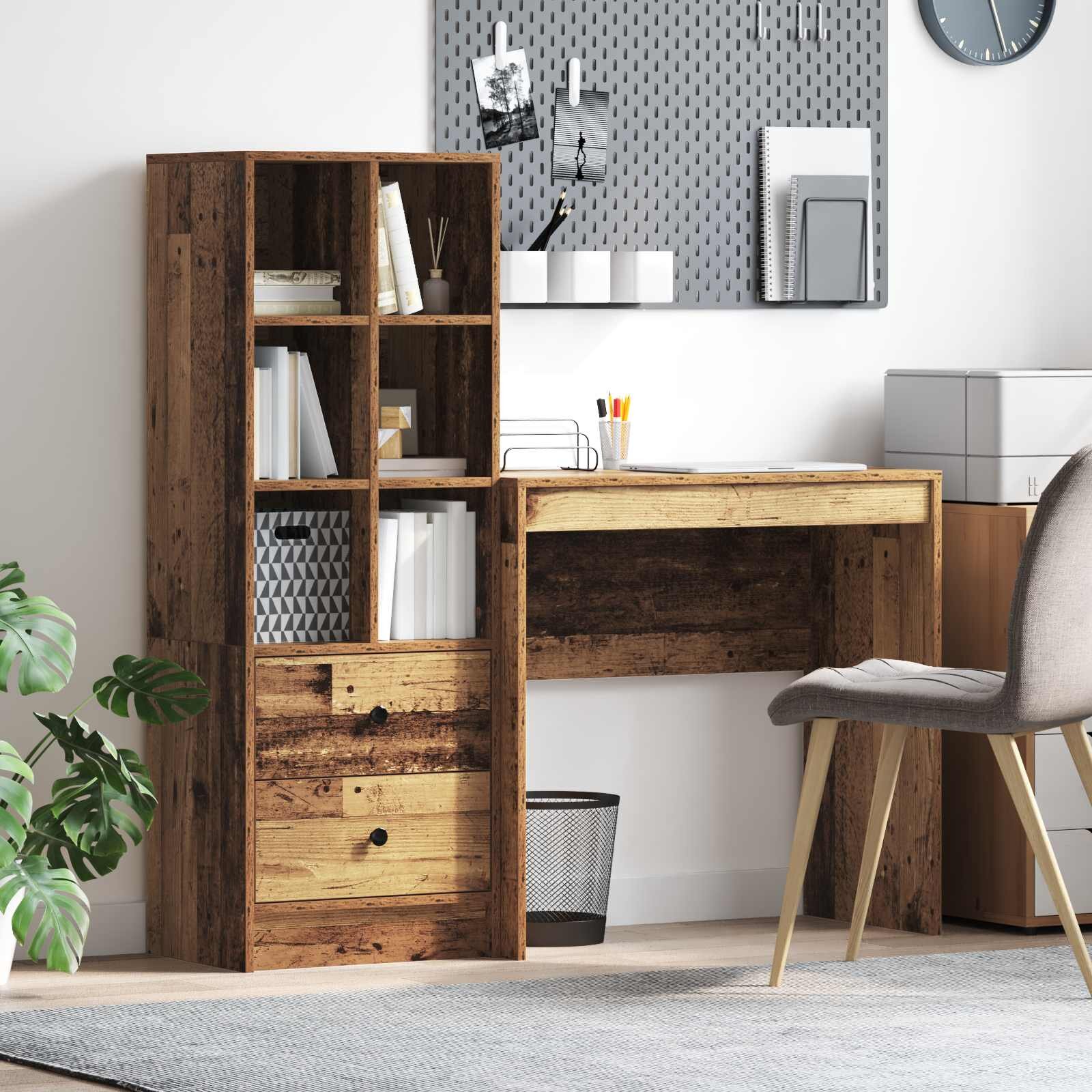 vidaXL Бюро Старо дърво 1255 x 40 x 127 см 2 бр.