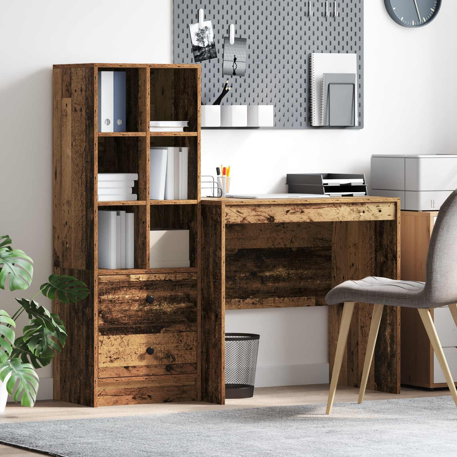 vidaXL Бюро Старо дърво 1255 x 50 x 127 см 2 бр.