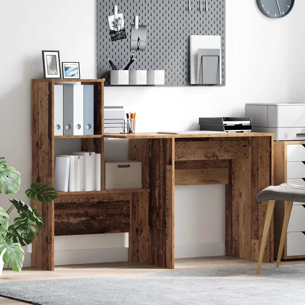 vidaXL Бюро Старо дърво 1315 x 50 x 1065 см Инженерна дървесина