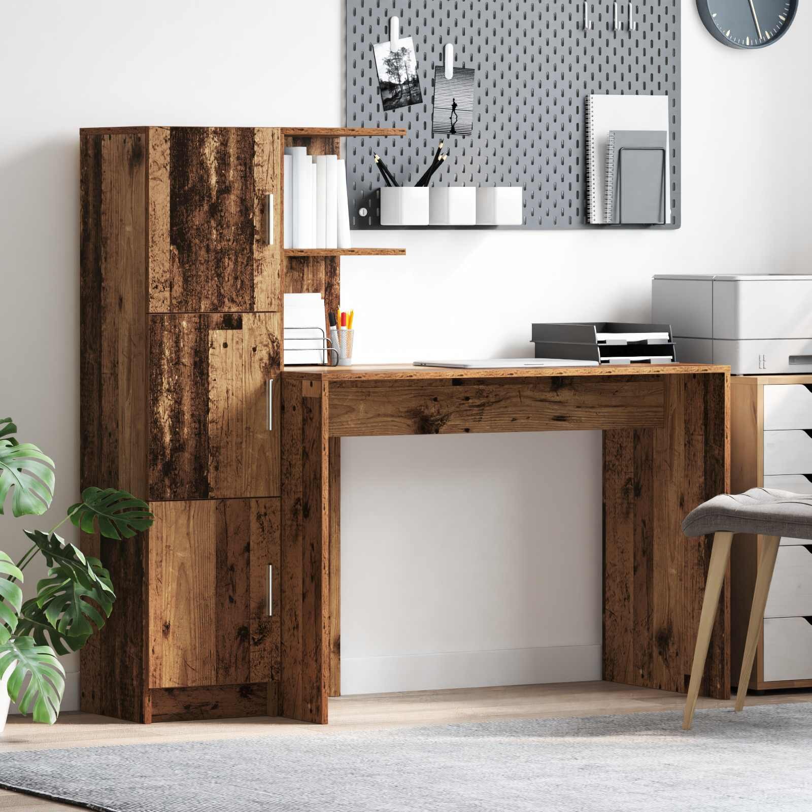 vidaXL Бюро Старо дърво 133.5 x 50 x 124 см 2 бр.