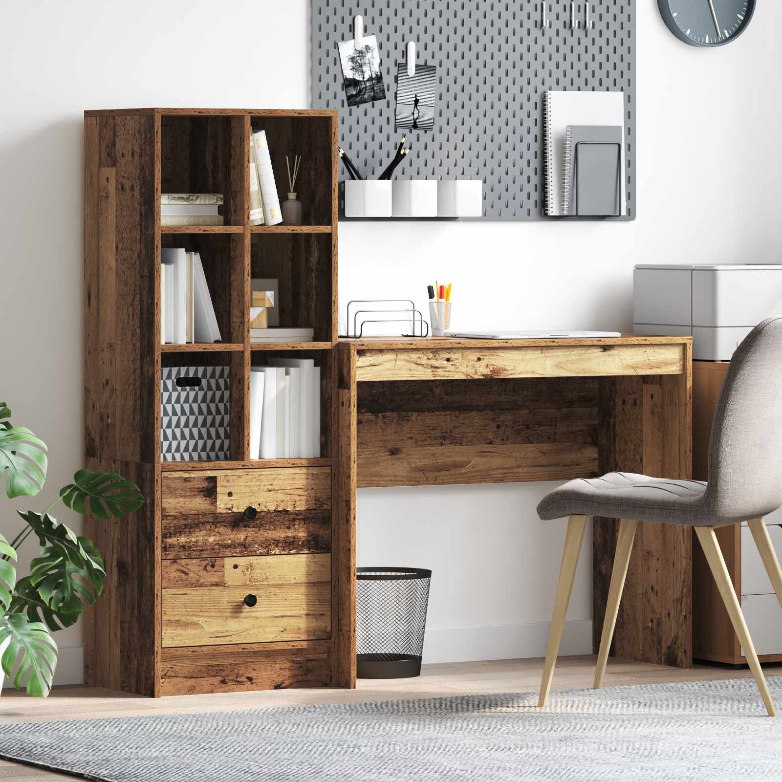 vidaXL Бюро Старо дърво 1355 x 40 x 127 см 2 бр.