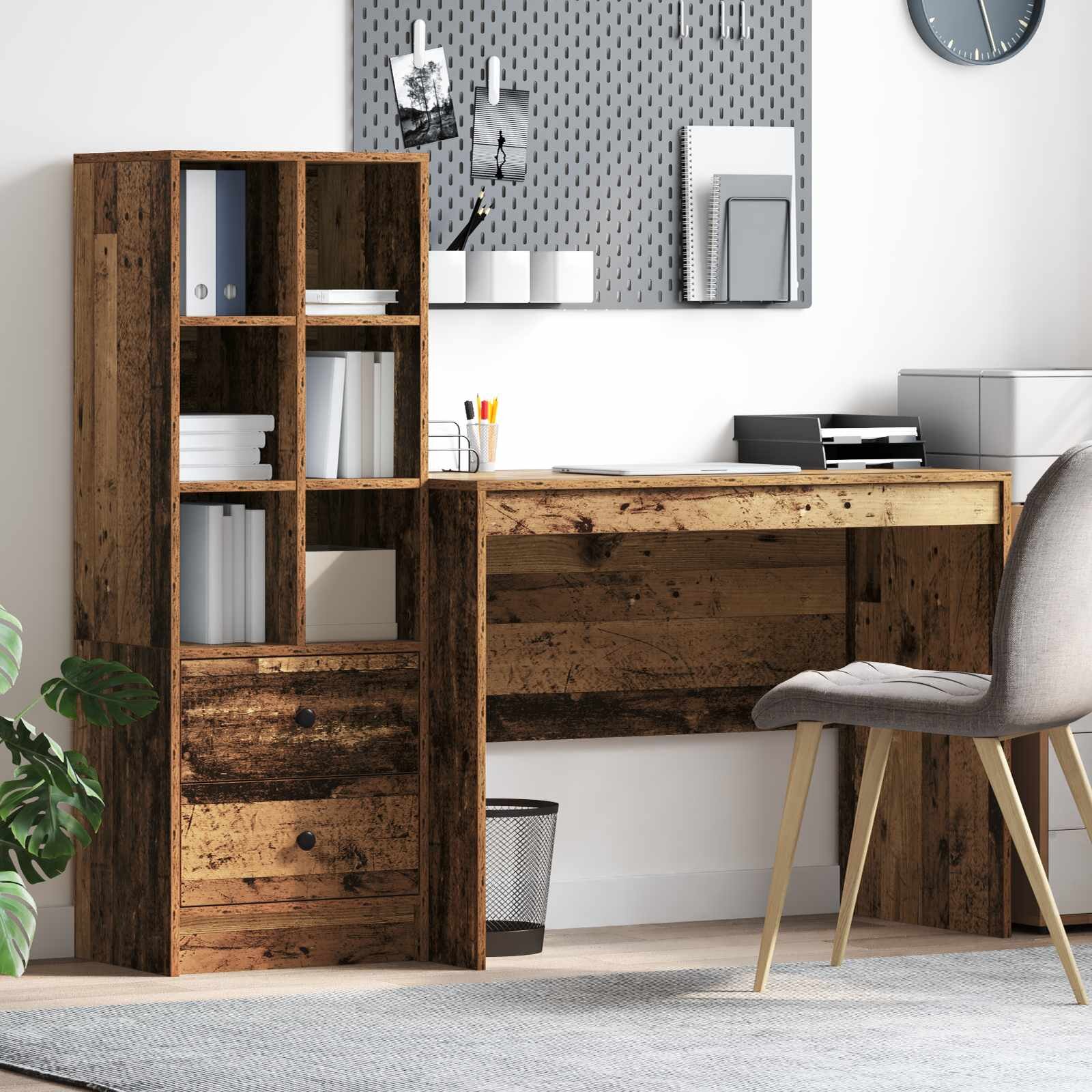 vidaXL Бюро Старо дърво 145.5 x 50 x 127 см 2 бр.