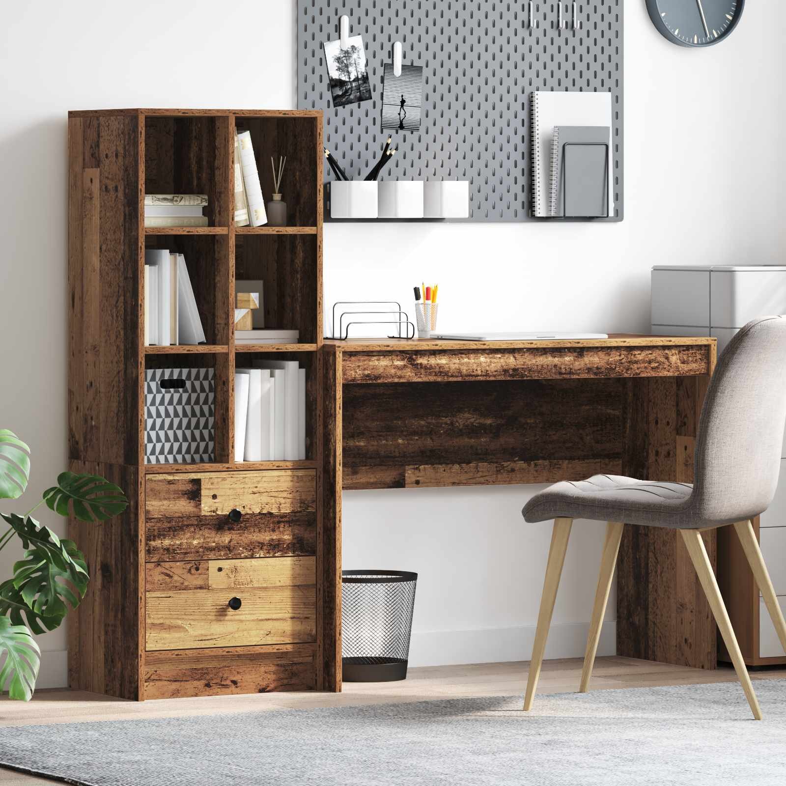 vidaXL Бюро Старо дърво 1455 x 40 x 127 см 2 бр.