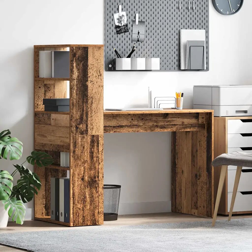 vidaXL Бюро Старо дърво Инженерна дървесина 113 x 54 x 120 см