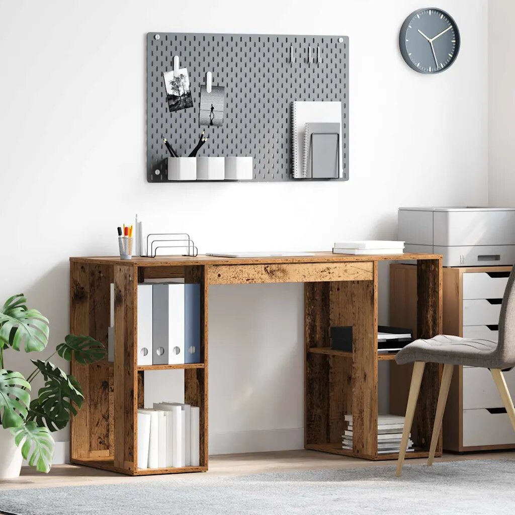 vidaXL Бюро Старо дърво Инженерна дървесина 130 x 50.5 x 75 см