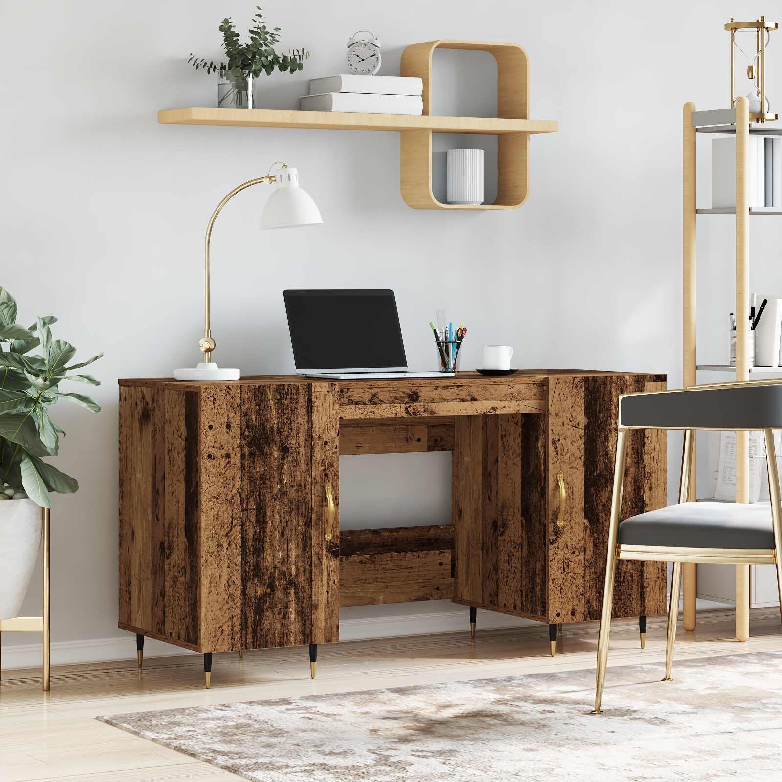 vidaXL Бюро Старо дърво Инженерна дървесина 140 x 50 x 75 см