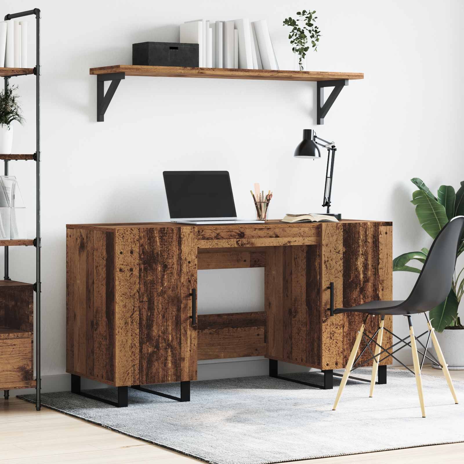 vidaXL Бюро Старо дърво Инженерна дървесина 140 x 50 x 75 см
