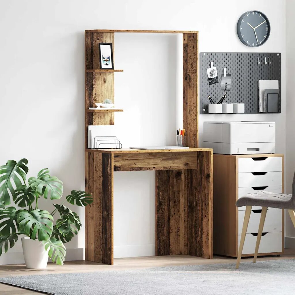 vidaXL Бюро Старо дърво Инженерна дървесина 785 x 37 x 1545 см