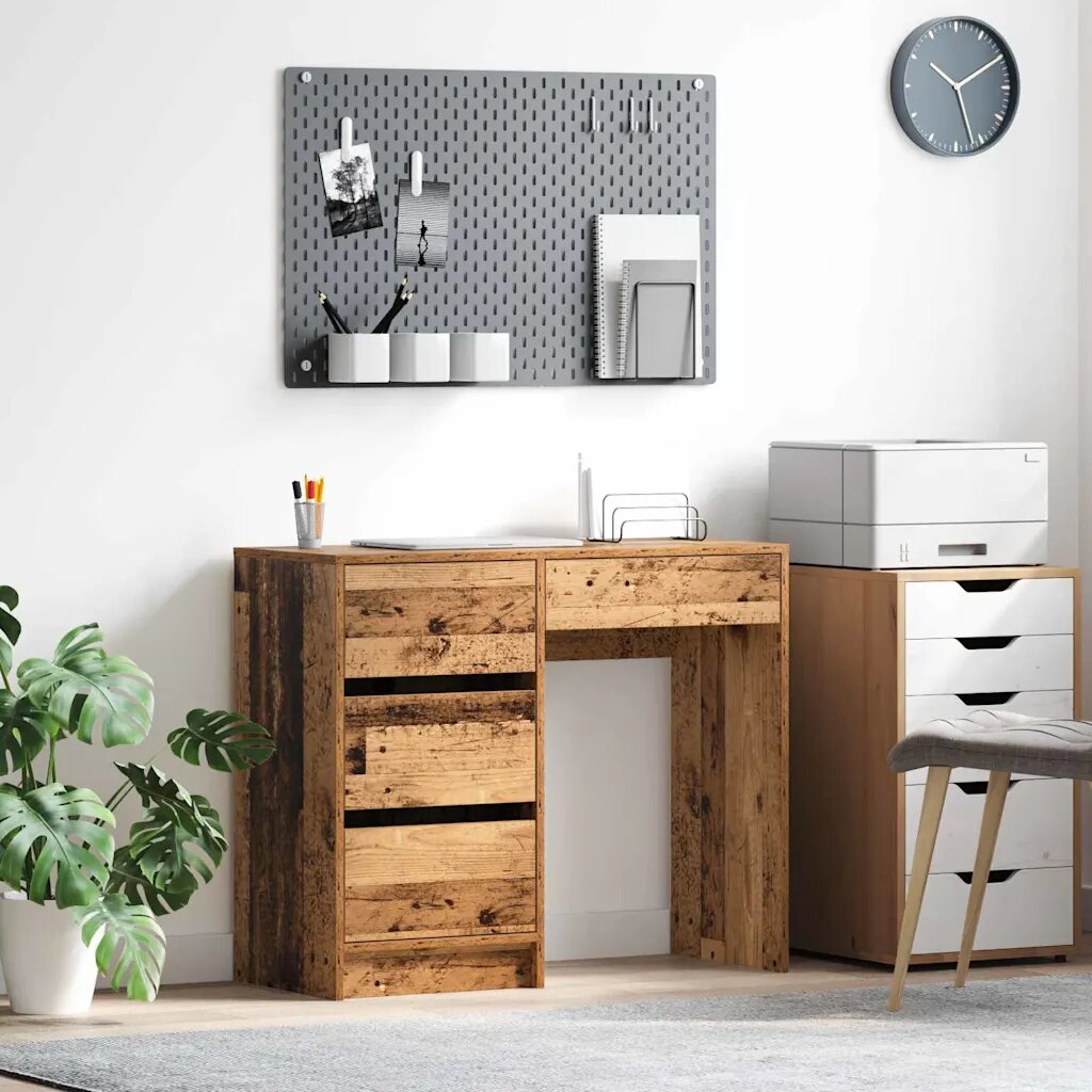 vidaXL Бюро Старо дърво Инженерна дървесина 90 x 37.5 x 75 см