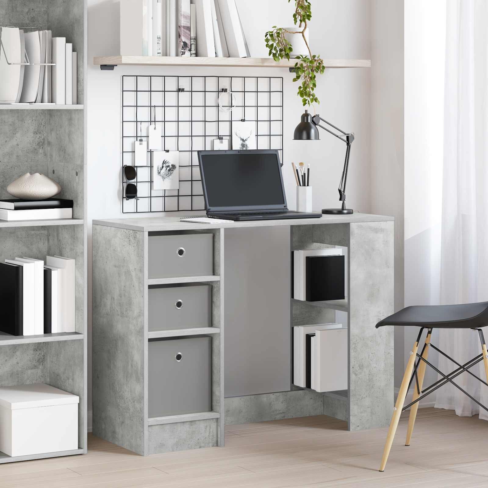 vidaXL Бюро Циментено сиво 100 x 40 x 75 cm Инженерна дървесина