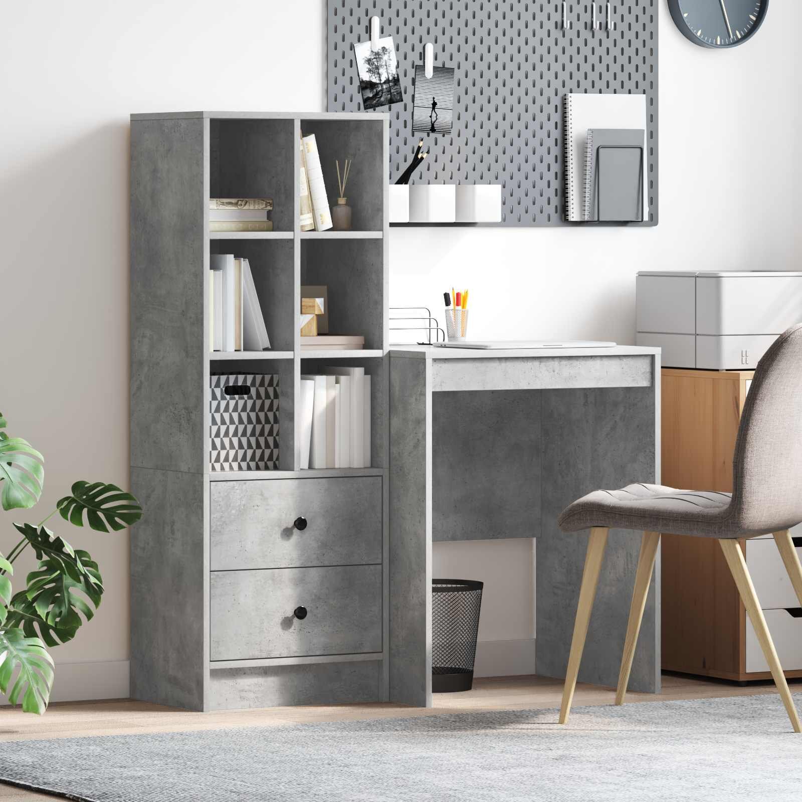 vidaXL Бюро Циментено сиво 1055 x 50 x 127 см 2 бр.