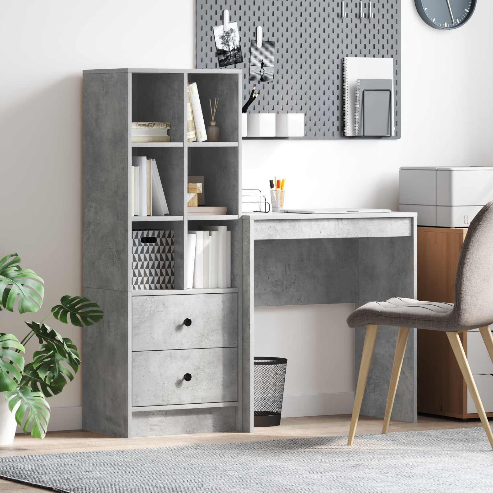 vidaXL Бюро Циментено сиво 1155 x 40 x 127 см 2 бр.