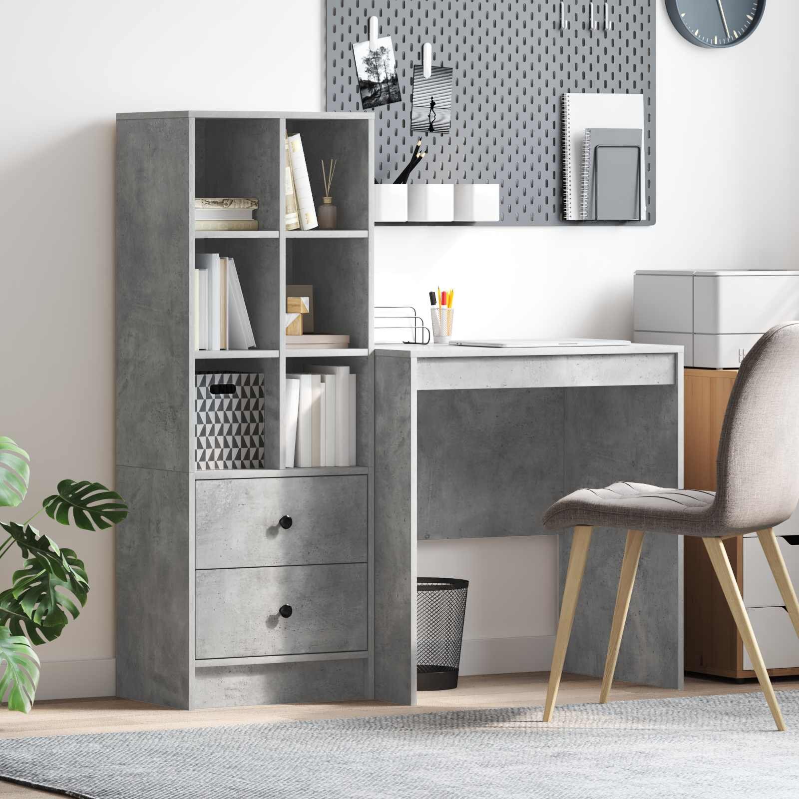 vidaXL Бюро Циментено сиво 1155 x 50 x 127 см 2 бр.