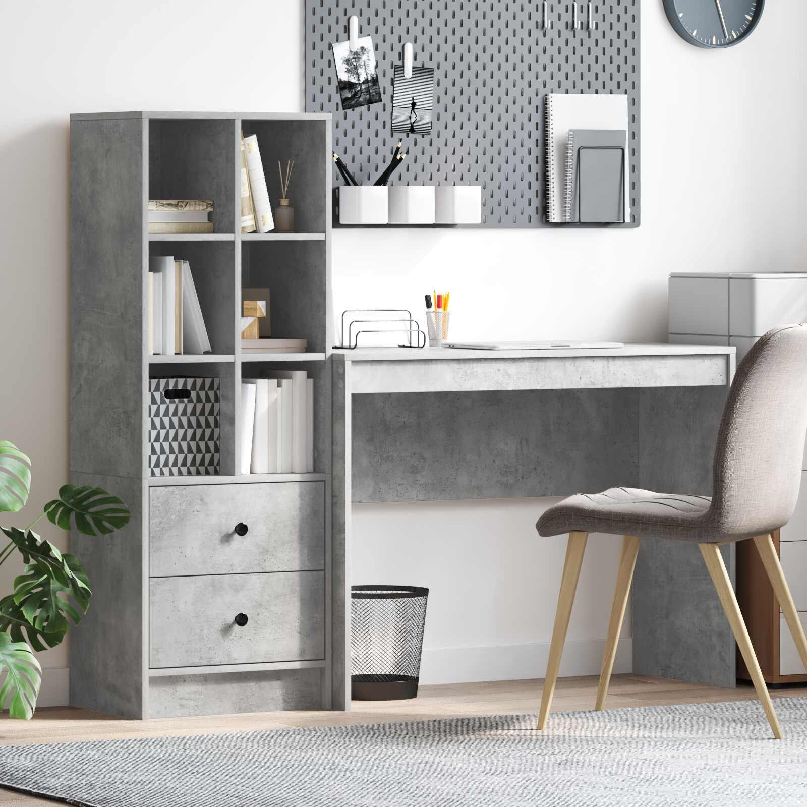 vidaXL Бюро Циментено сиво 1455 x 40 x 127 см 2 бр.