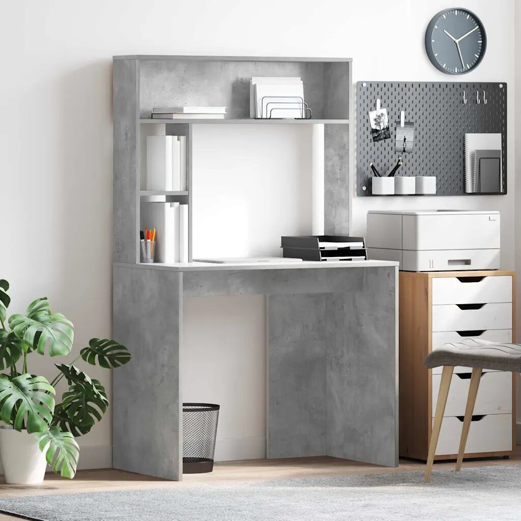 vidaXL Бюро Циментено сиво 91 x 50 x 149 см Инженерна дървесина