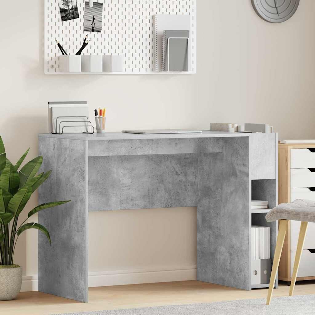 vidaXL Бюро Циментено сиво Инженерна дървесина 109 x 50 x 78 см